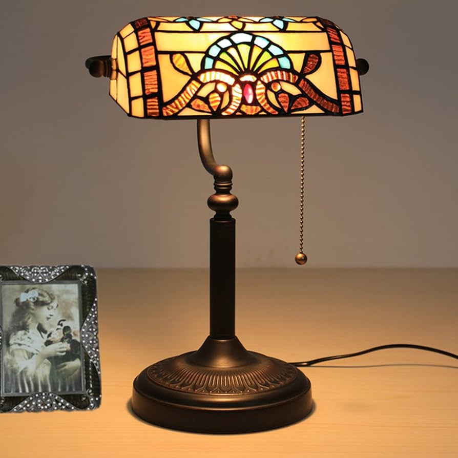 Amazon.co.jp : バンカーズランプグリーンステンドグラスデスク